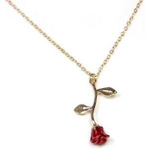 Gold Rose Pendant Necklace for Women Cute Flower Jewelry Gift for Teens Girls